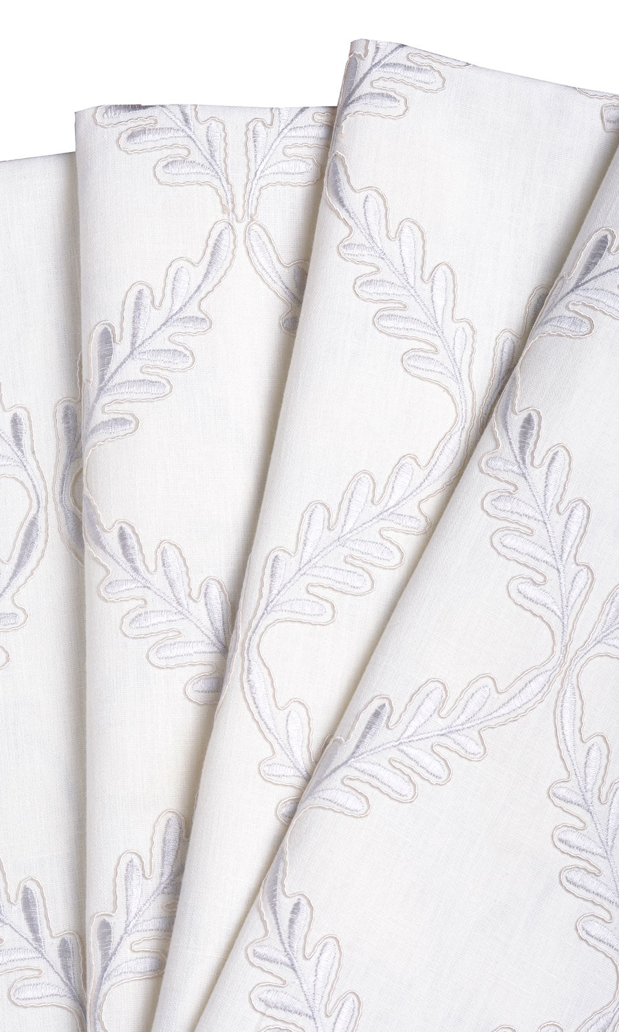 Poly-Linen Embroidered Free Fabric Material Sample (White/ Cream)
