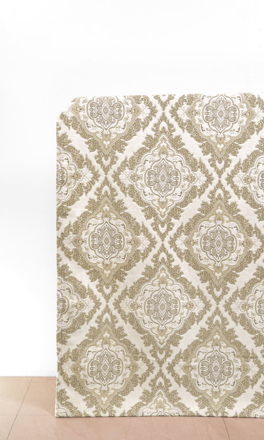 Damask Velvet Home Décor Fabric By the Yard (White/ Beige/ Brown)