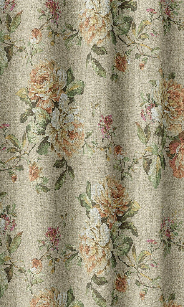 Country Floral Home Textile Fabric Material By the Yard (Yellow/ Orange)
