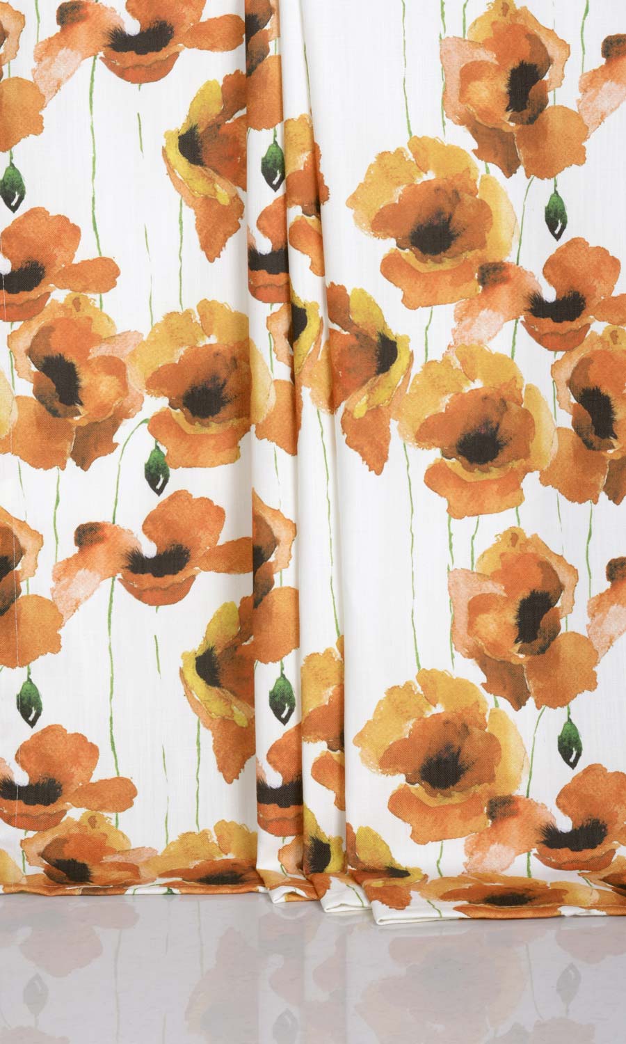 Floral Print Window Treatments Fabric By the Yard (Orange/ Yellow)