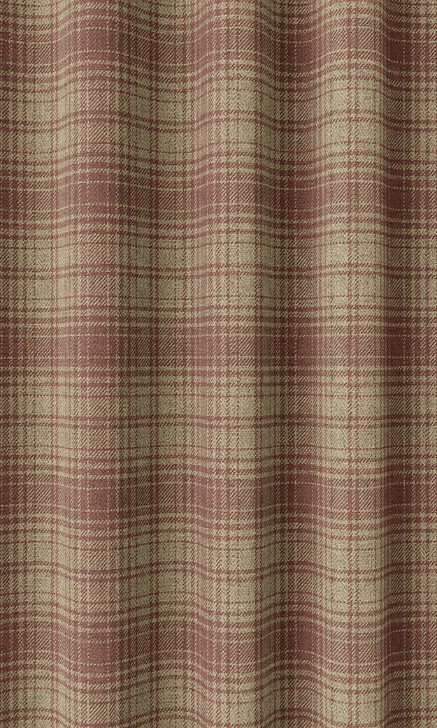 Plaid Patterned Home Textile Fabric Material By the Yard (Beige & Red)