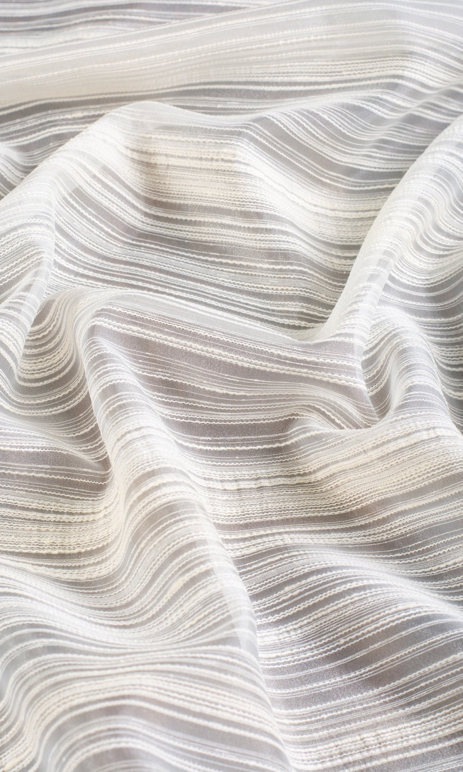 Striped Sheer Fabric Sample for Roman Blinds & Shades (Ivory/ Cream)