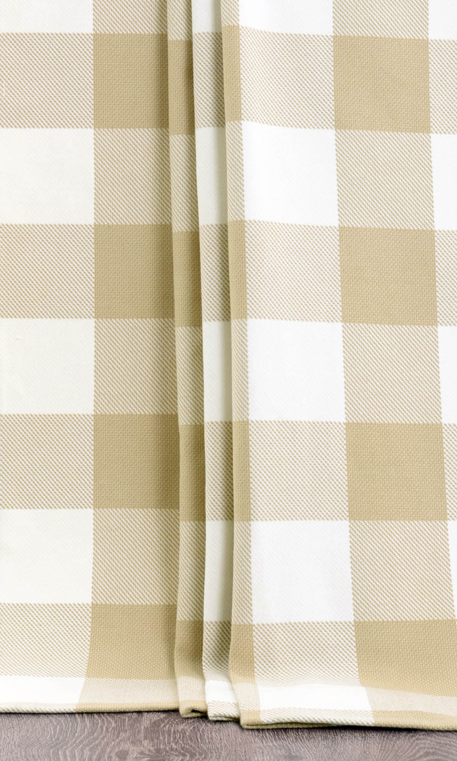 Buffalo Plaid Fabric By the Yard for Curtains & Drapes (Khaki Brown/ White)