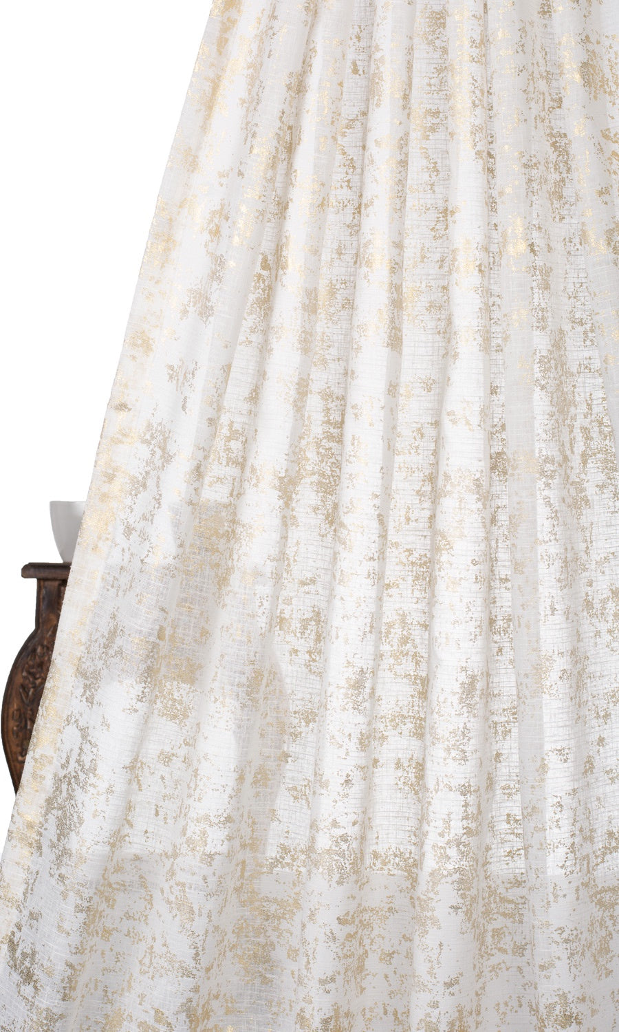 Textured Semi-Sheer Home Textile Fabric Material Sample (Cream/ Golden)