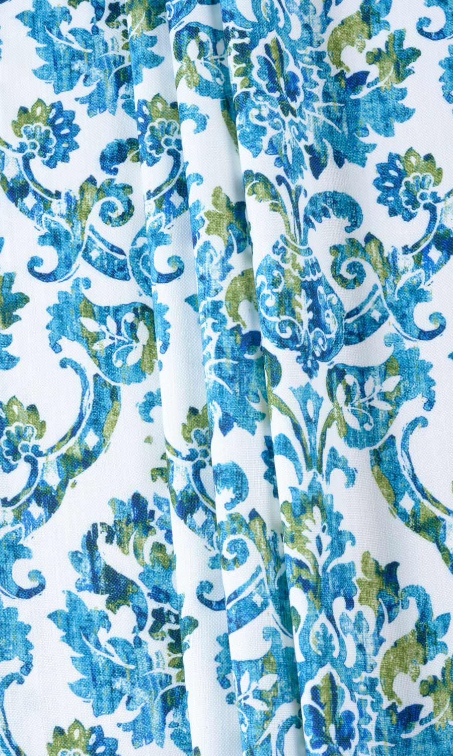 Damask Print Fabric Material By the Yard (Blue/ Green)