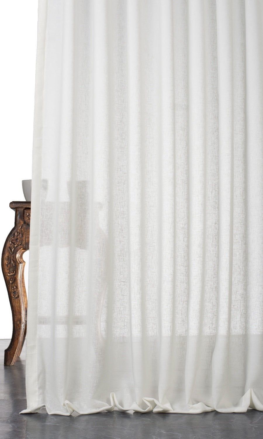 Plain Linen-Texture Sheer Window Treatments Fabric By the Yard (White)