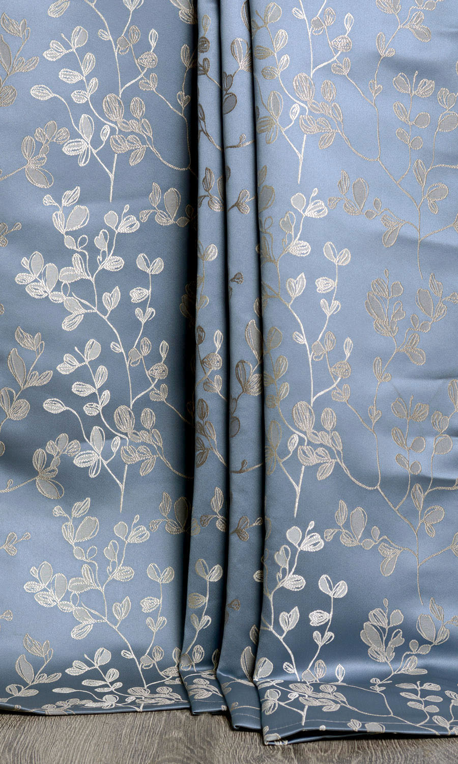 Floral Home Textile Fabric Material By the Yard (Navy Blue/ Ivory-Beige)