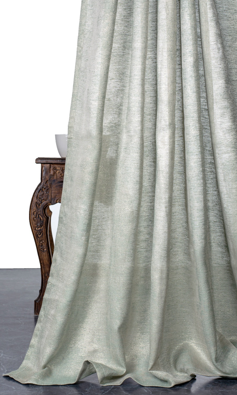 Textured Window Treatments Fabric By the Yard (Seafoam Green/ Gold)