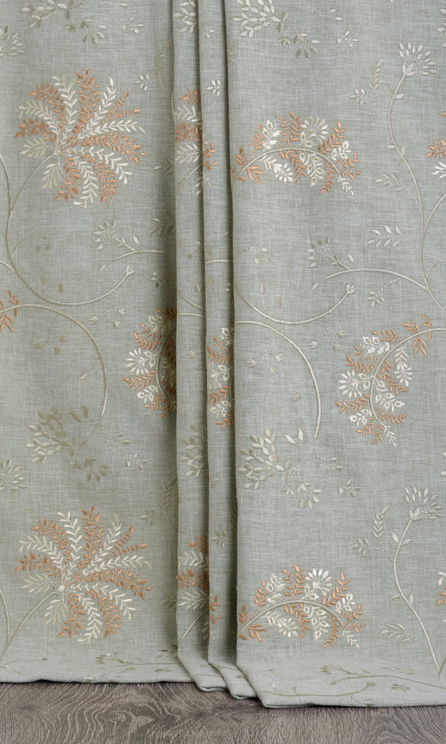Floral Embroidery Home Décor Fabric By the Yard (Gray-Green)