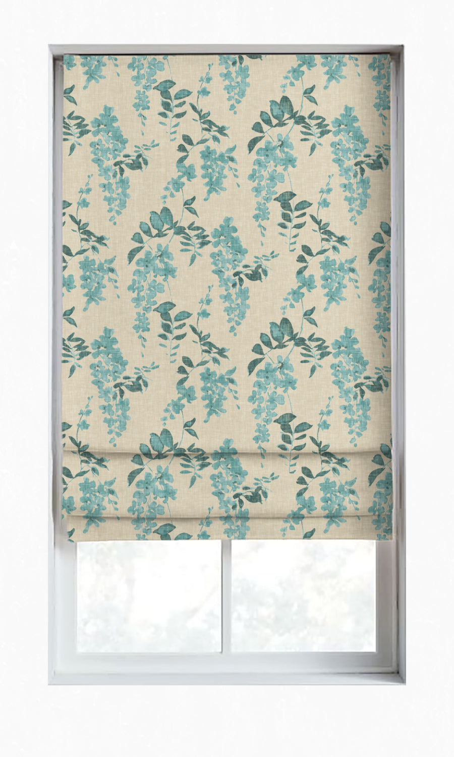 Floral Dimout Window Treatments Fabric By the Yard (Blue/ Grey)