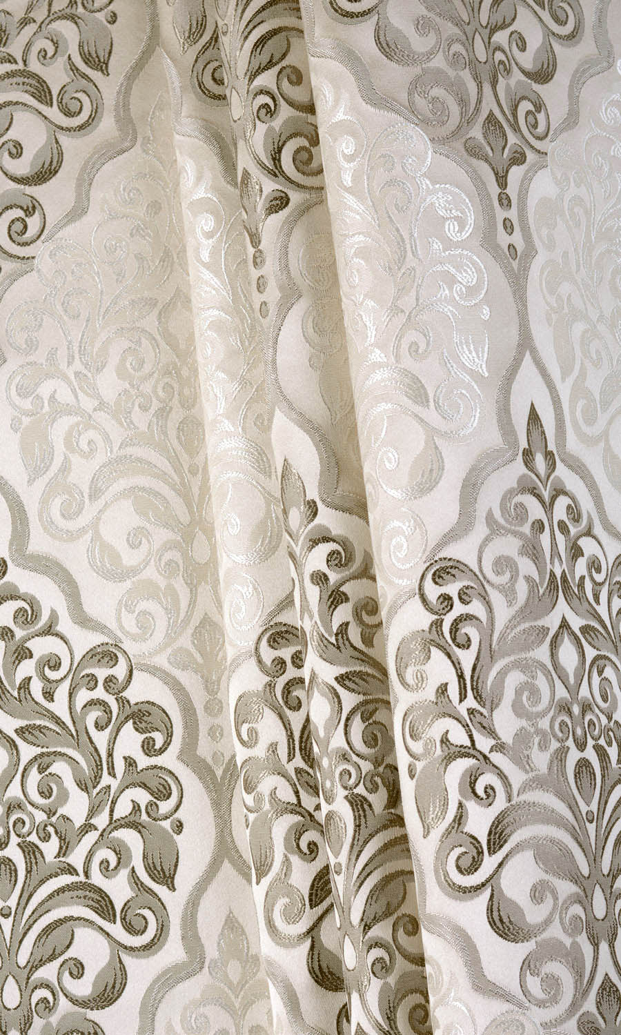 Damask Fabric Material By the Yard (Beige)