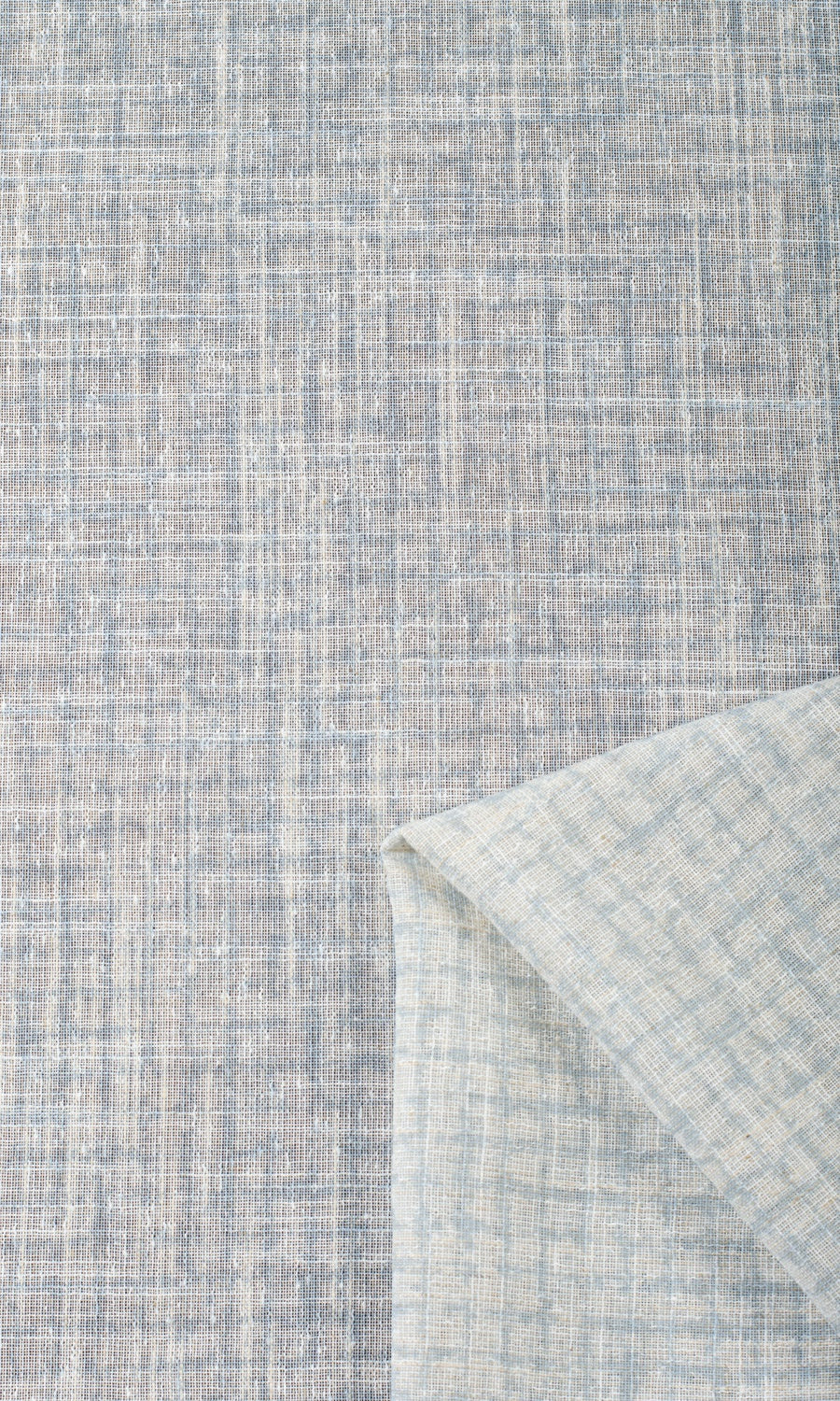 Checked Sheer Free Fabric Material Sample (White/ Turquoise Blue)