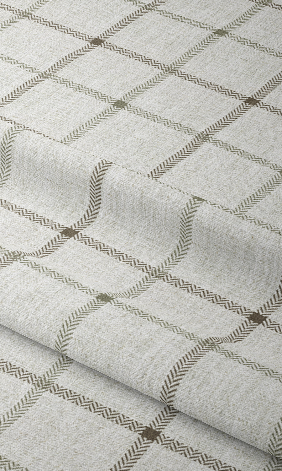 Modern Check Patterned Window Treatments Fabric By the Yard (Linen White)
