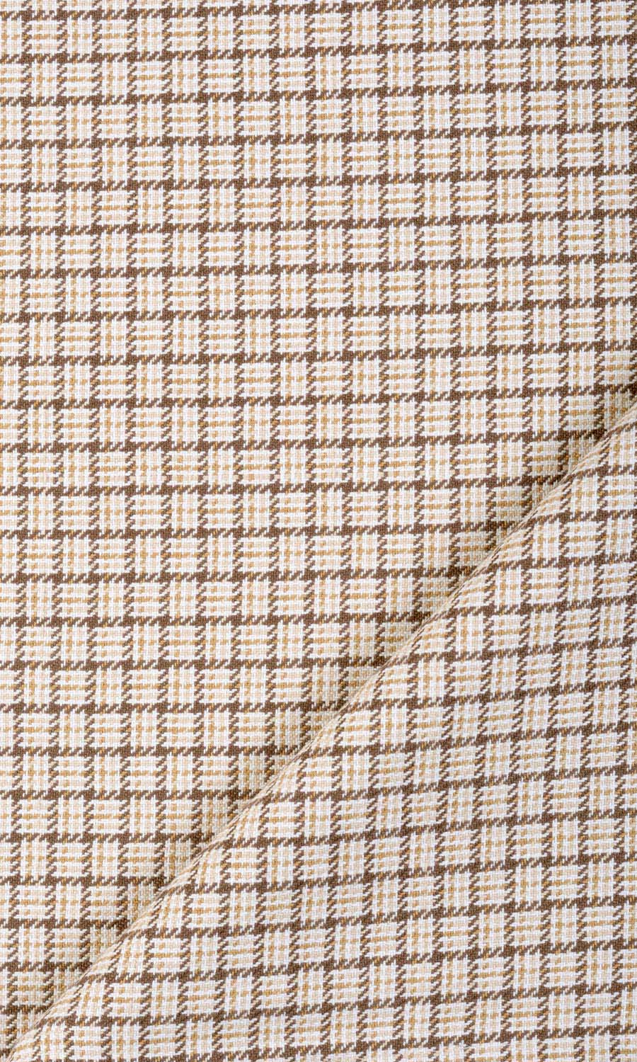 Check Cotton Window Treatments Fabric Sample (Brown/ Mocha/ Cream)