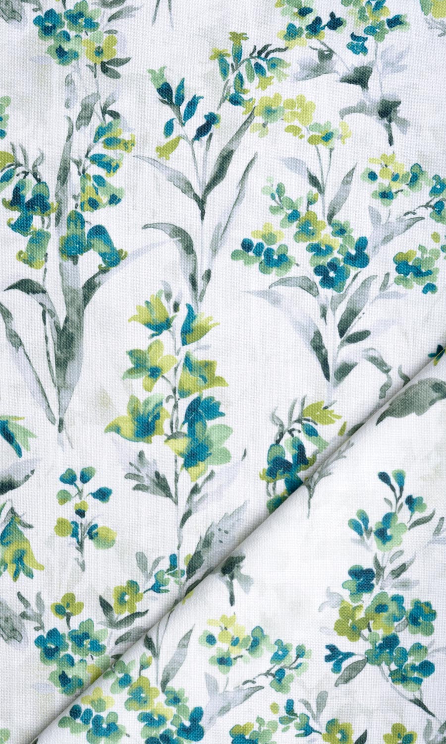 Floral Print Home Textile Fabric Material Sample (Blue/ Green)