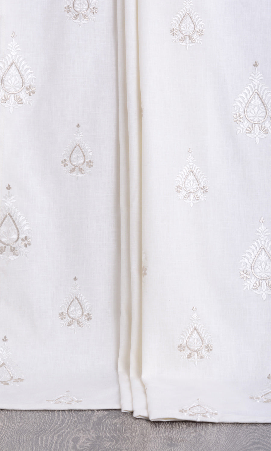 Embroidery Home Décor Fabric Sample (Pure White/ Pale Gray)