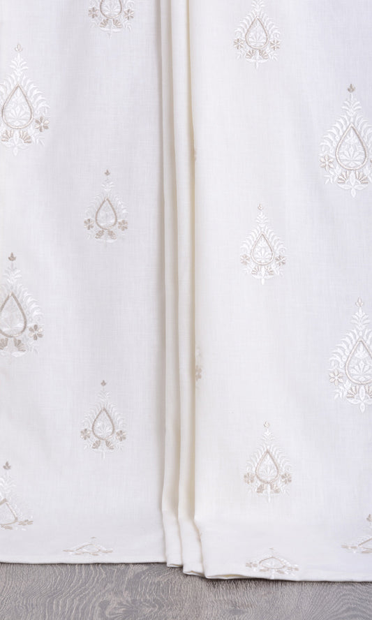 Embroidery Blinds (Pure White/ Pale Gray)