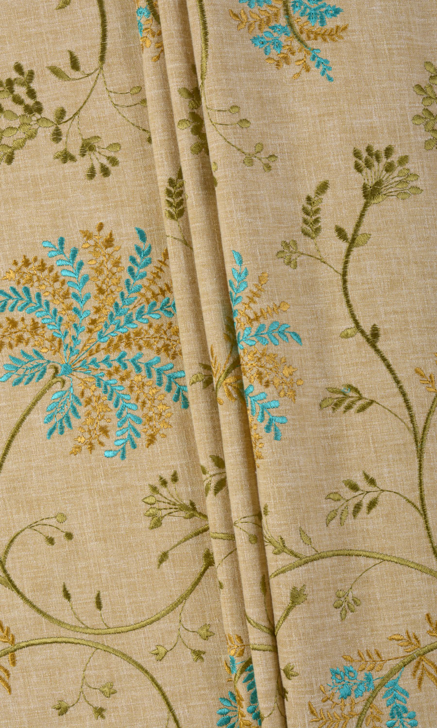 Floral Embroidery Home Textile Fabric Material By the Yard (Beige/ Brown/ Green/ Blue)