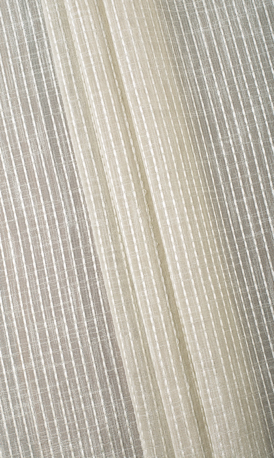 Striped Embroidery Sheer Fabric Material By the Yard (Pale Beige)