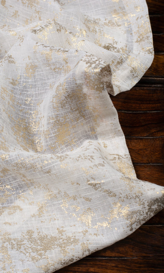 Textured Semi-Sheer Home Décor Fabric By the Yard (Cream/ Golden)