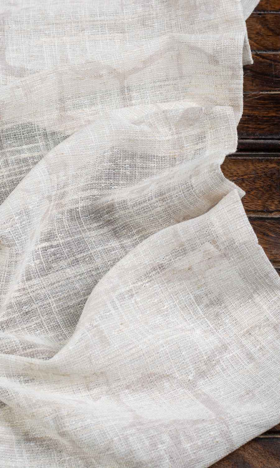 Self-Patterned Sheer Home Textile Fabric Material Sample Milky White)