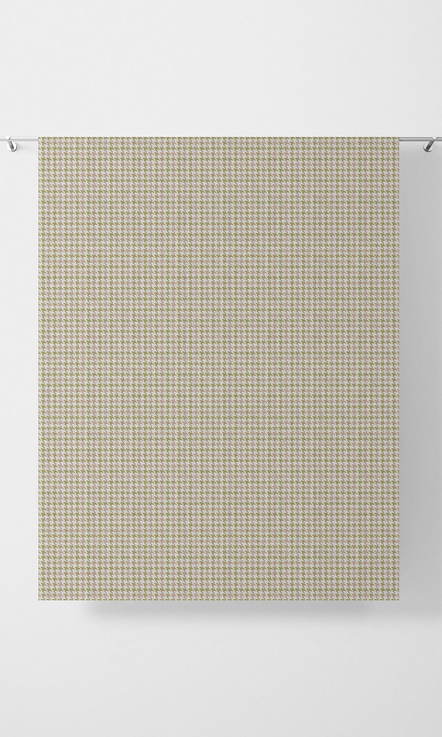 Houndstooth Patterned Fabric Material By the Metre (Green & Pink)