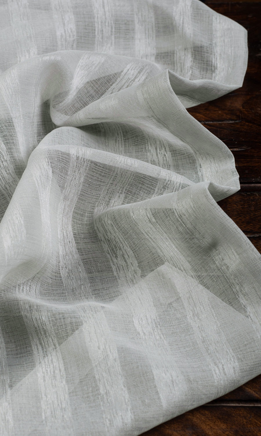 Striped Sheer Fabric By the Yard for Curtains & Drapes (Grey)