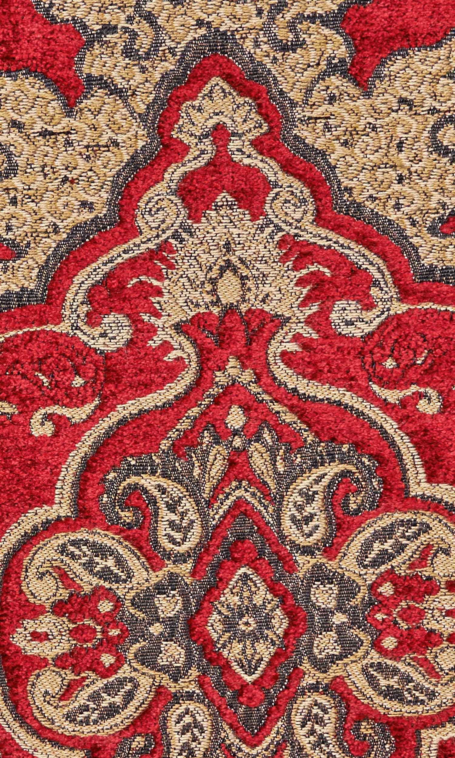 Damask Velvet Home Textile Fabric Material By the Yard (Beige/ Brown/ Red)