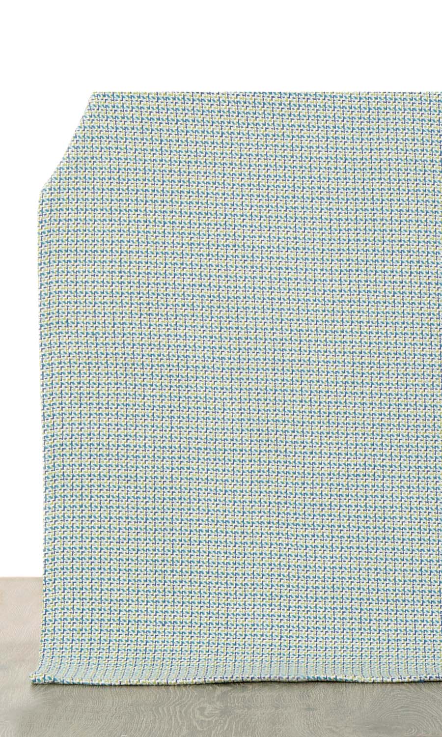 Houndstooth Patterned  Window Treatments Fabric By the Yard (Blue/ Green)