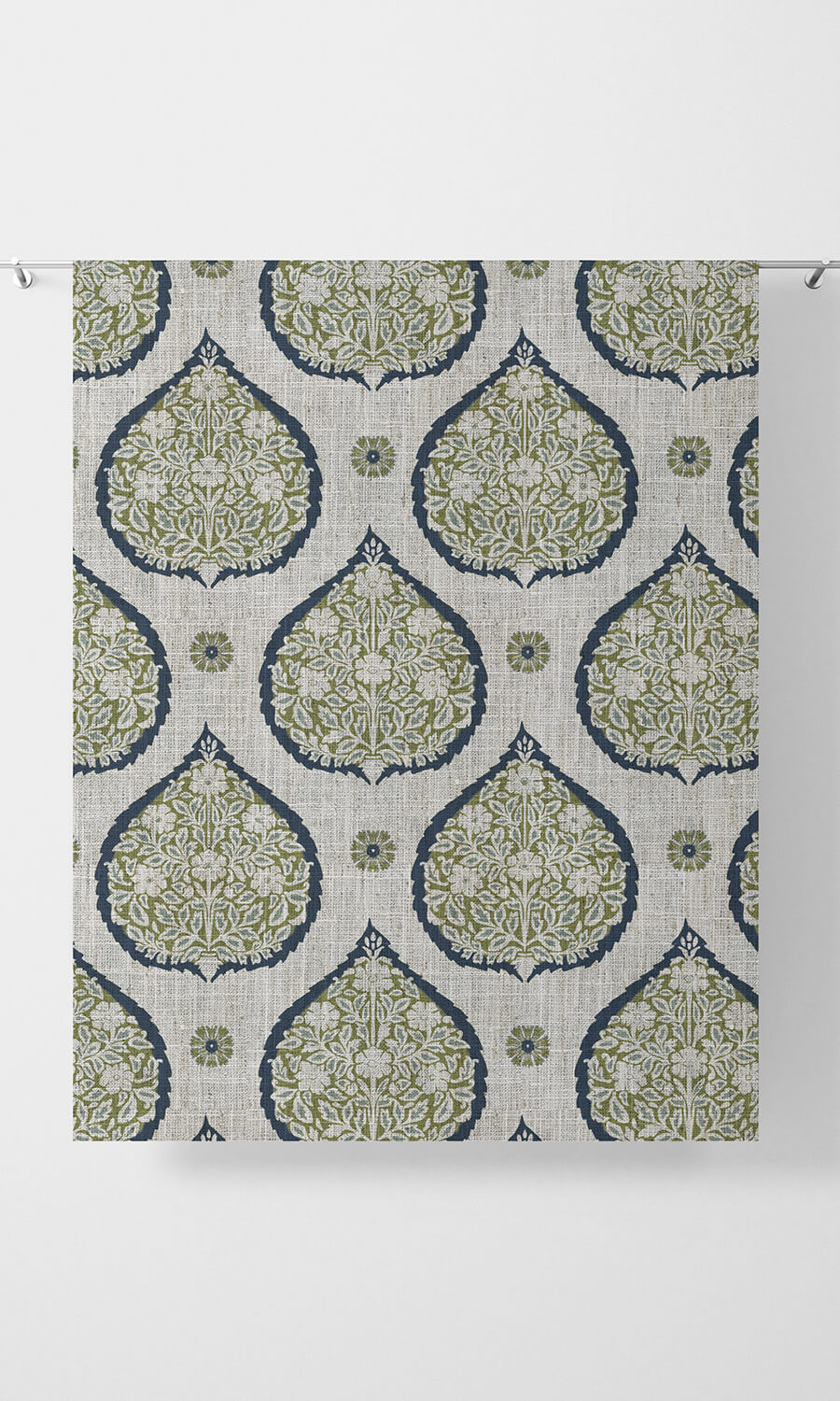 Paisley Home Décor Fabric By the Yard (Navy Blue/ Green)
