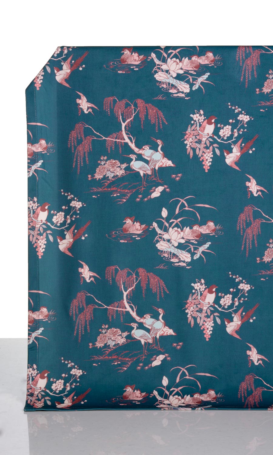 Chinoiserie Toile Velvet Window Treatments Fabric By the Yard (Blue/ Pink)