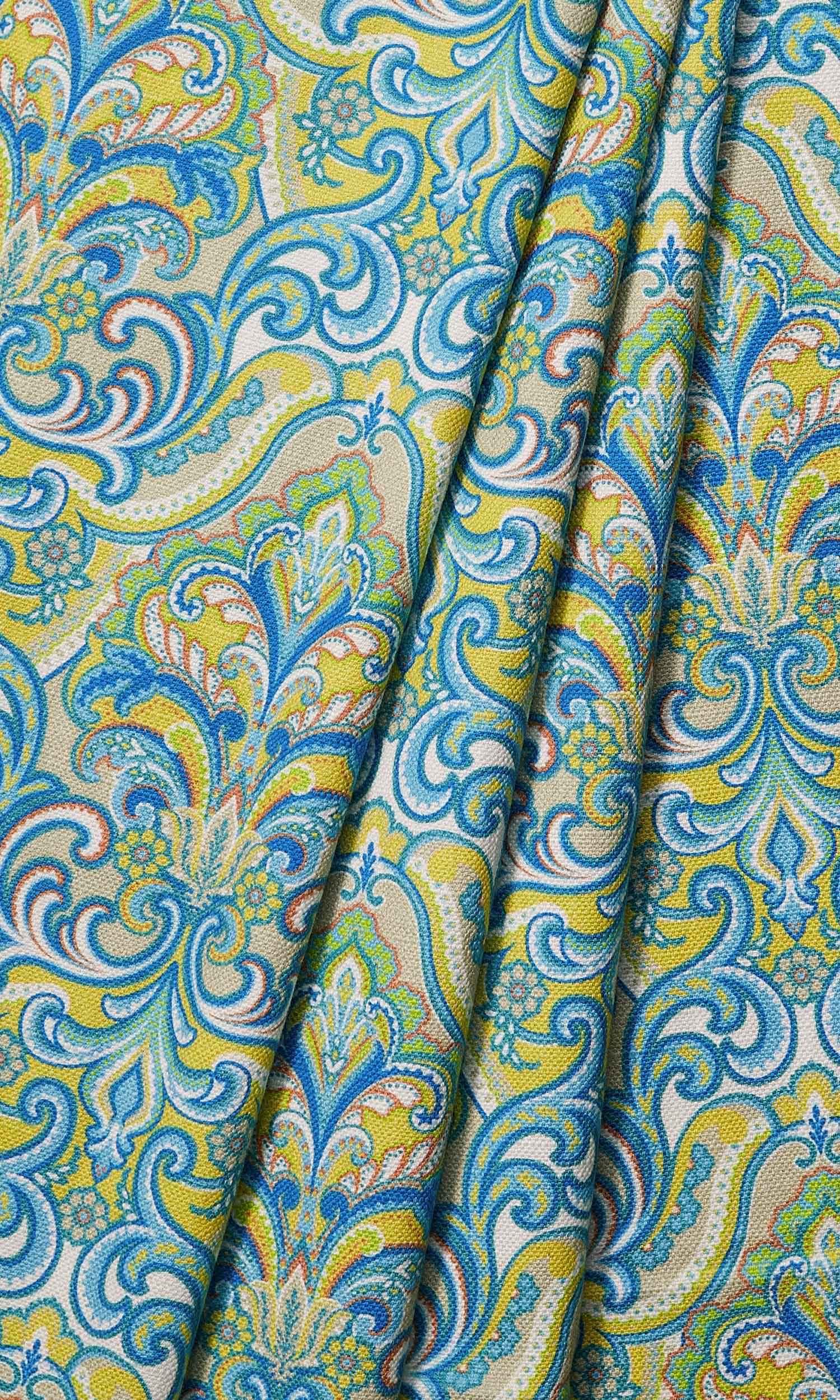 Fleur De Lis Print Window Treatments Fabric By the Yard (Green/ Blue)