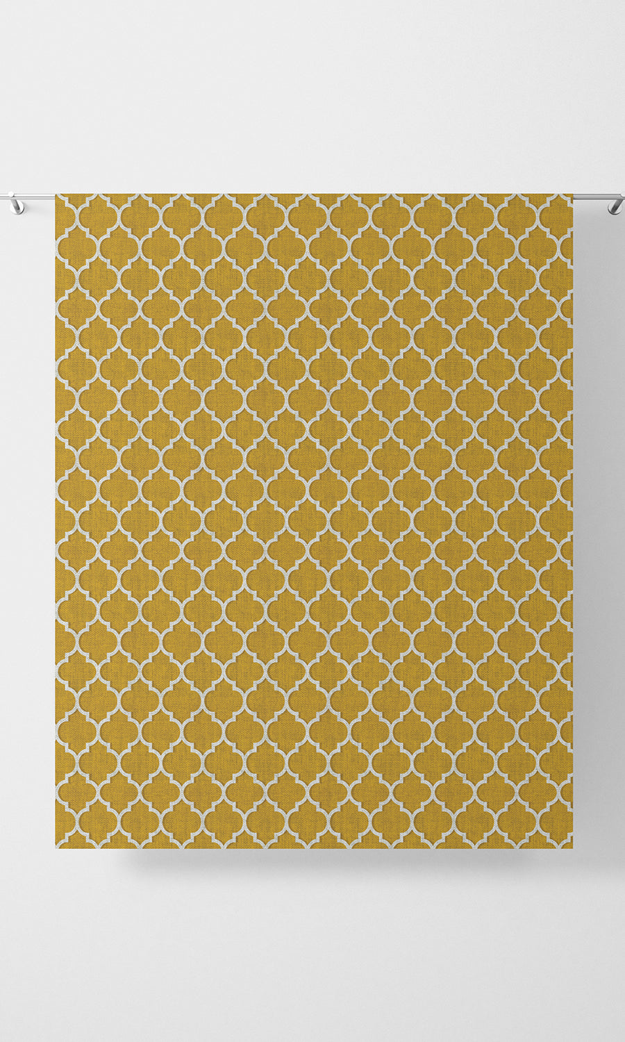 Trellis Tile Print Home Textile Fabric Material By the Metre (Yellow/ White)