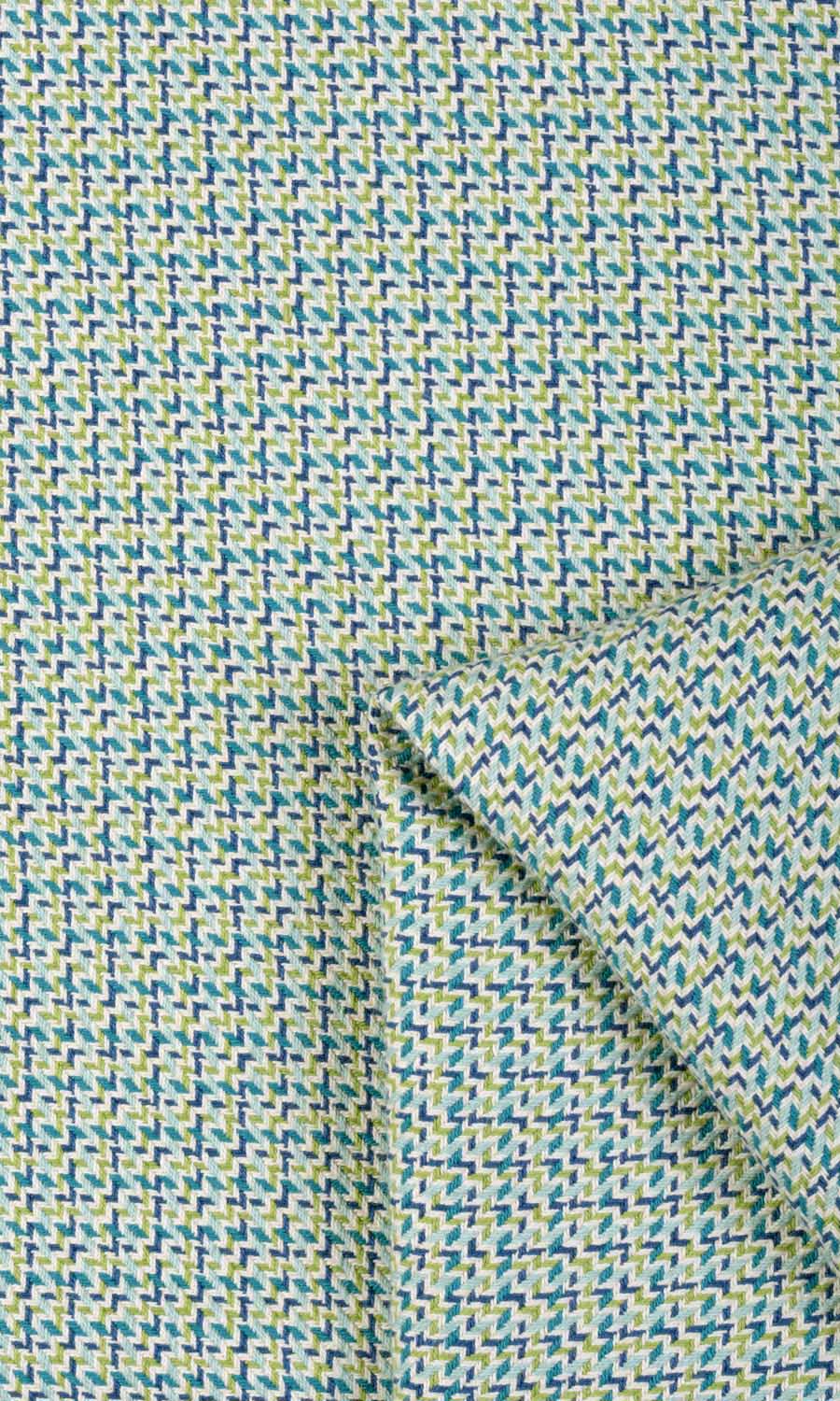 Houndstooth Patterned  Fabric By the Yard for Curtains & Drapes (Blue/ Green)