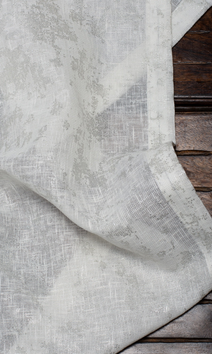 Metallic Accented Window Treatments Fabric By the Yard (White/ Silver)