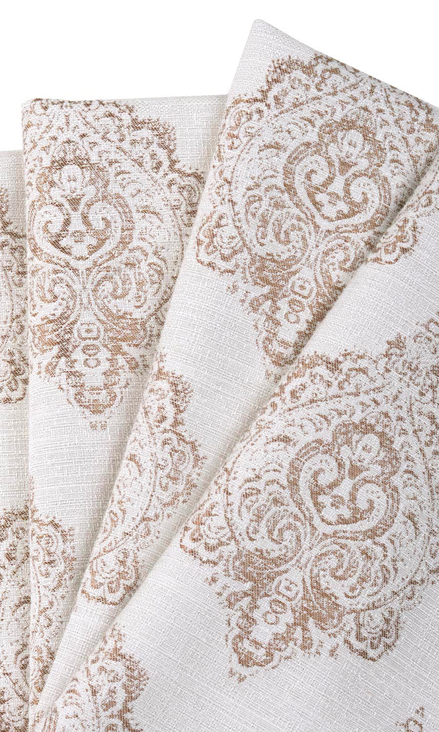 Patterned Window Treatments Fabric By the Yard (White/ Mocha Brown)