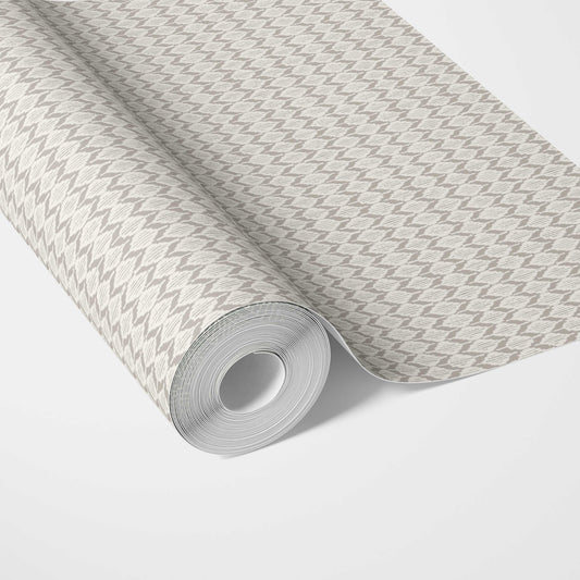 Neutral Ikat Striped Traditional Wallpaper (Gray/ Greige/ White)
