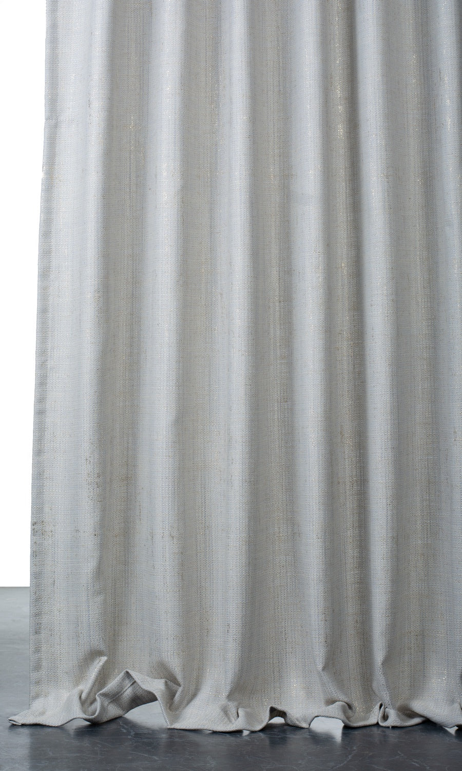 Metallic Accents Linen Blend Window Treatments Fabric Sample (Gray-Blue)