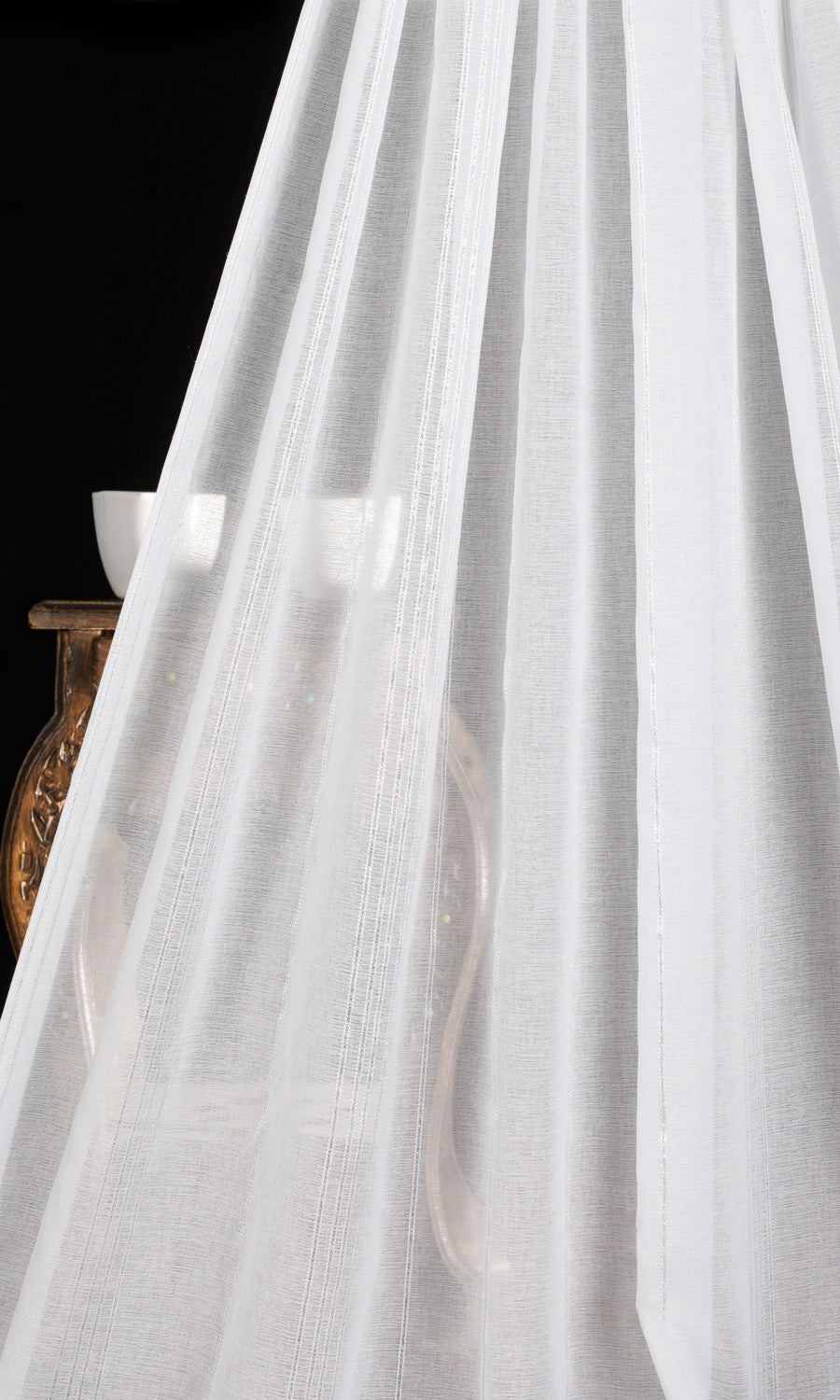Striped Sheer Home Textile Fabric Material By the Yard (White)