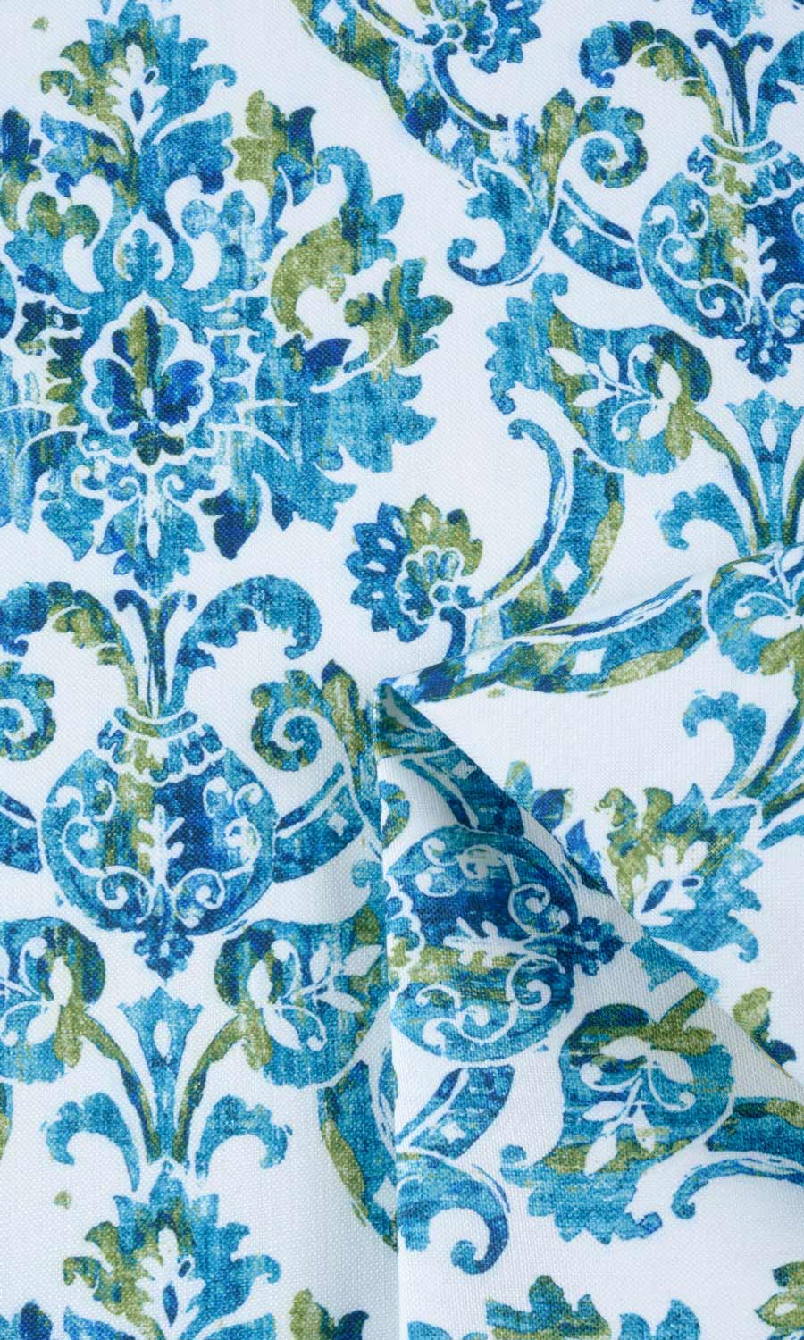 Damask Print Home Textile Fabric Material By the Yard (Blue/ Green)