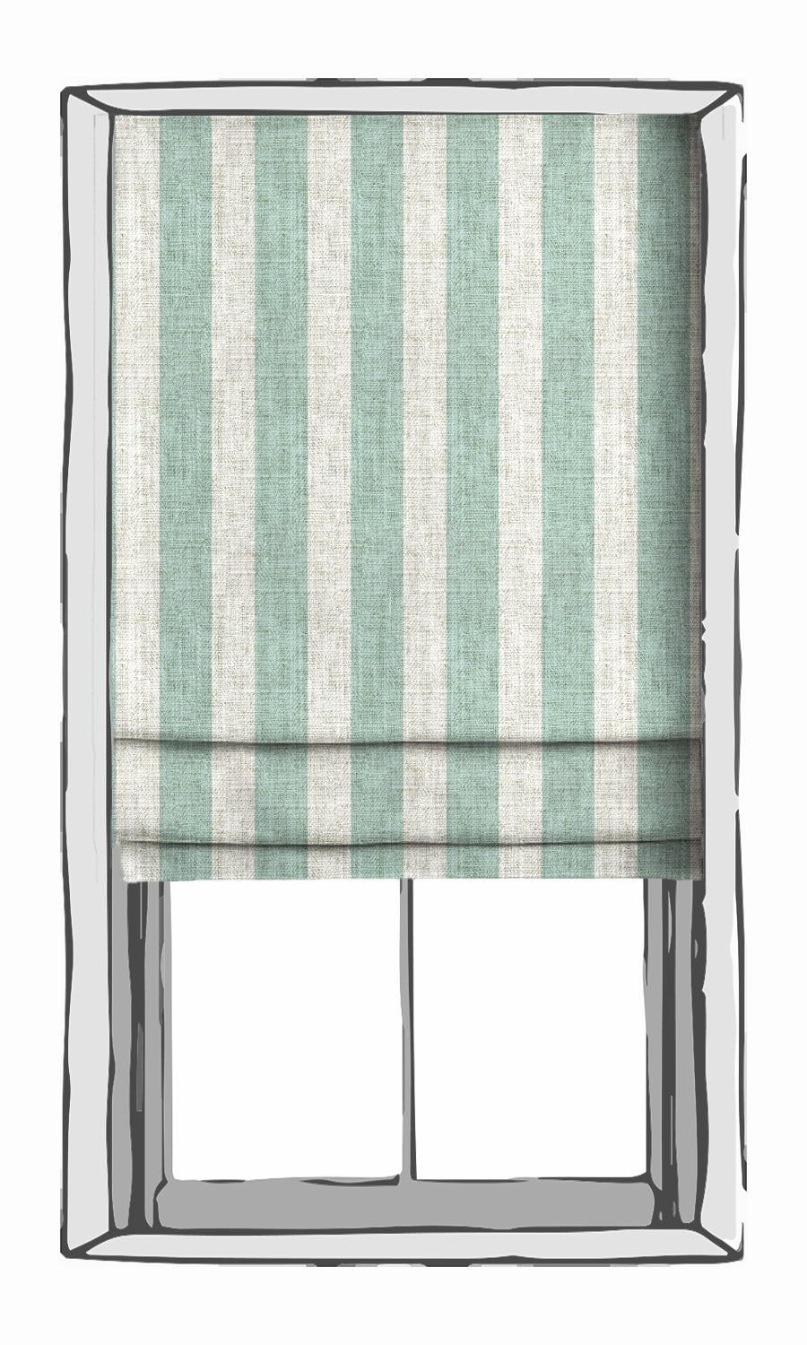 Striped Print Window Treatments Fabric By the Metre (Aqua Blue/ White)