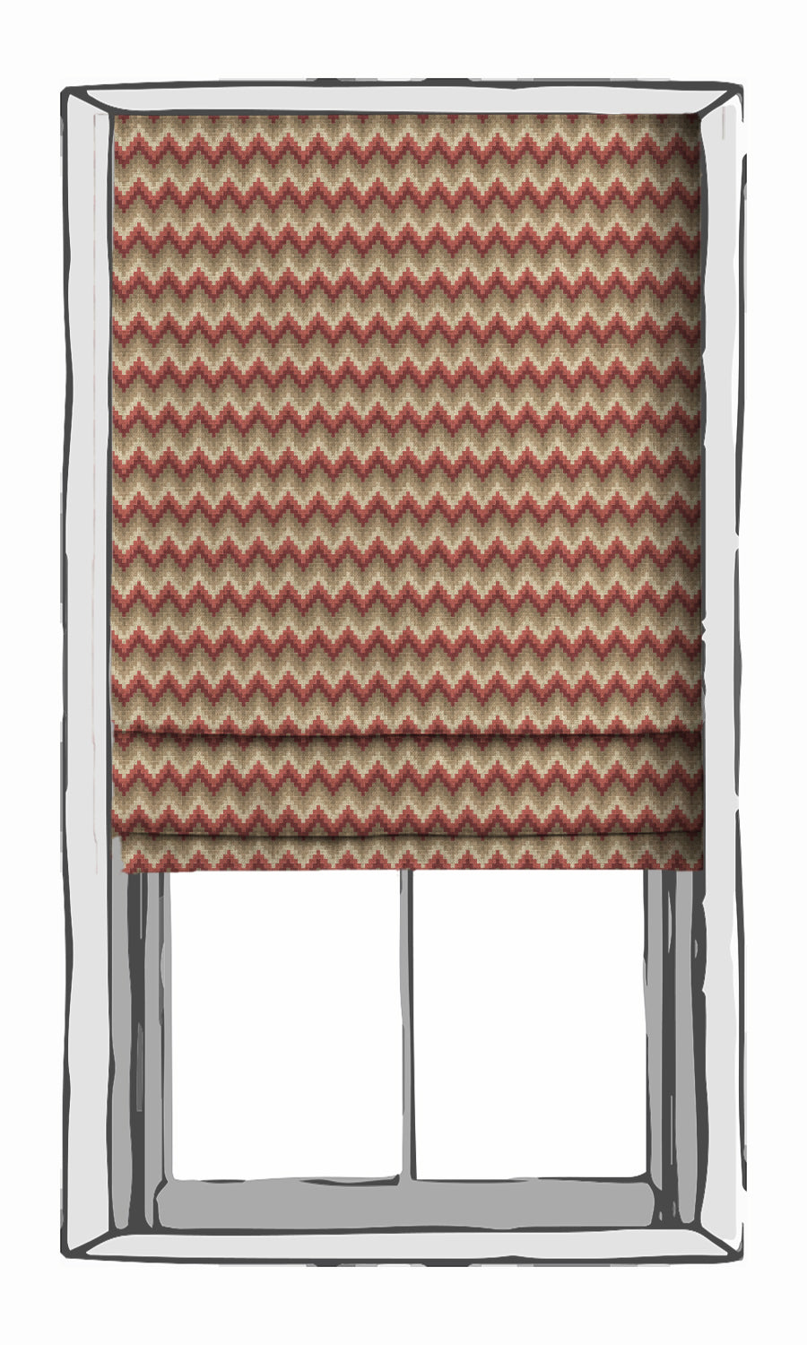 Chevron Patterned Window Treatments Fabric Sample (Red & Brown)
