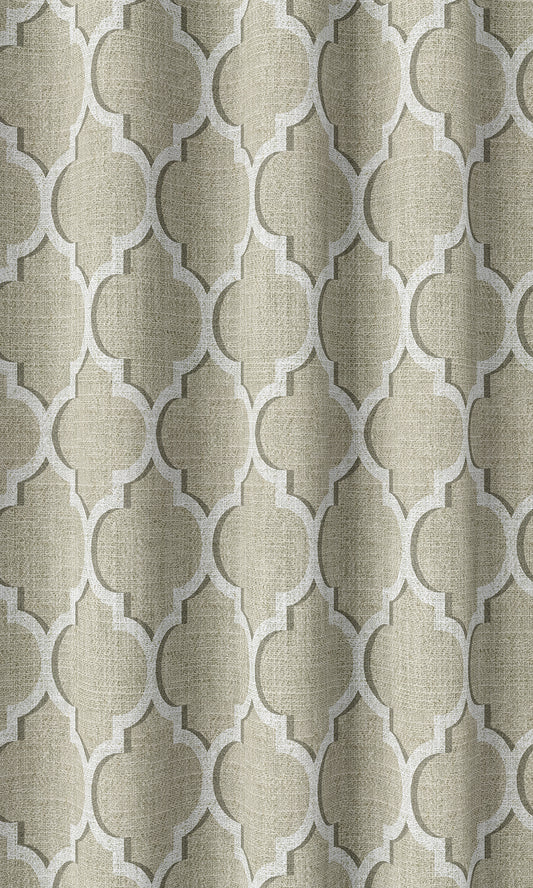 Trellis Tile Print Home Décor Fabric By the Metre (Beige/ White)