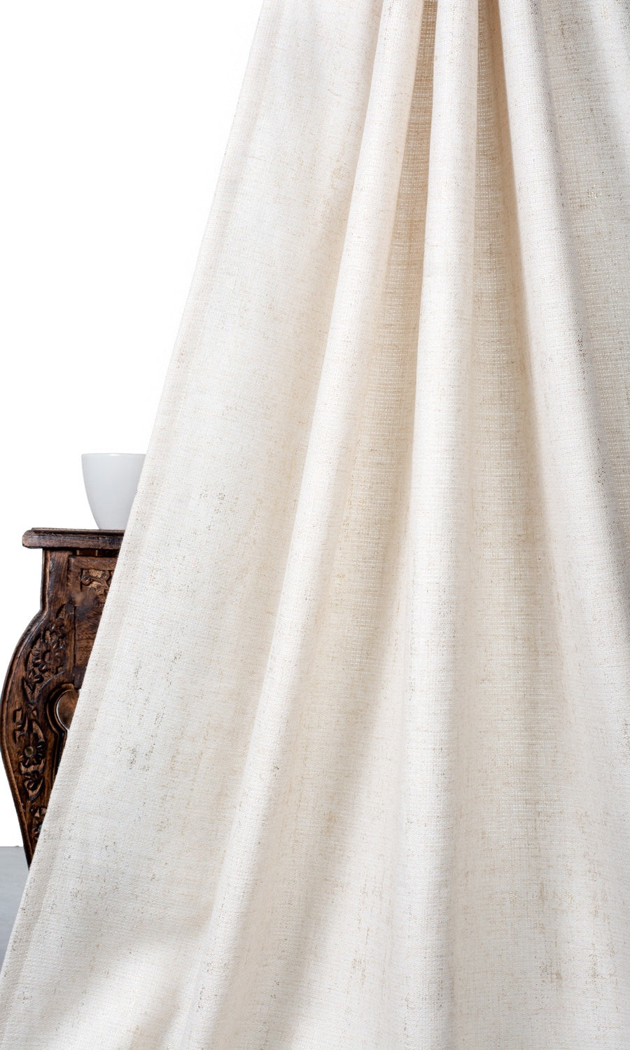 Metallic Accents Free Fabric Material Sample (Cream/ Golden)