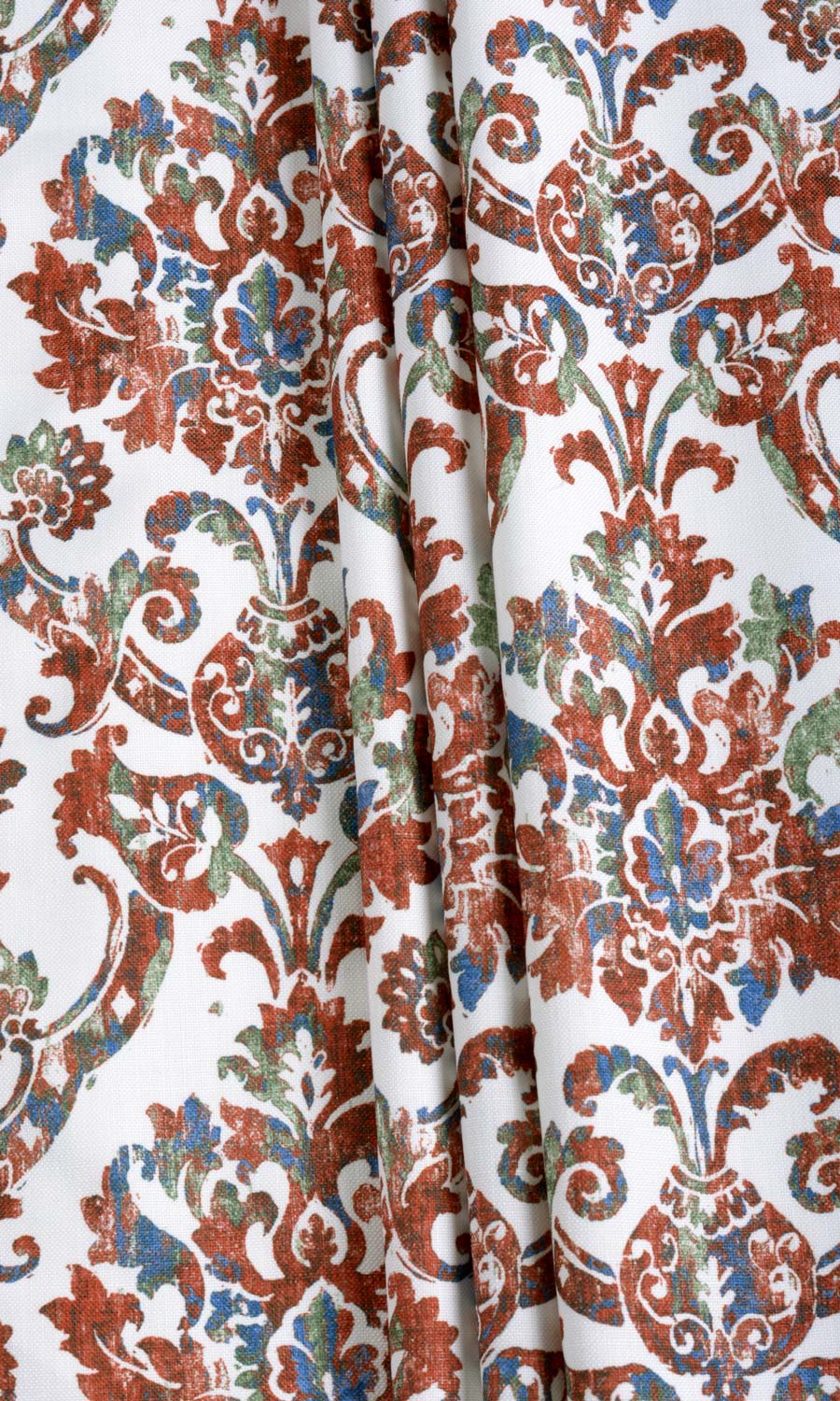Damask Patterned Fabric Material By the Yard (Red/ Blue)