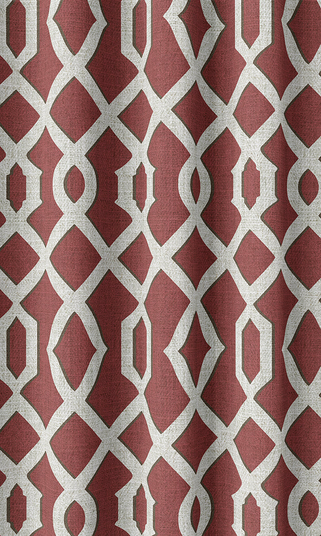 Trellis Patterned Home Textile Fabric Material Sample (Red)