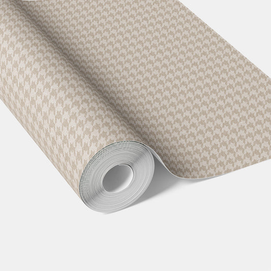 Neutral Plain/ Textured Houndstooth Traditional Wallpaper (Beige/ Soft Taupe)