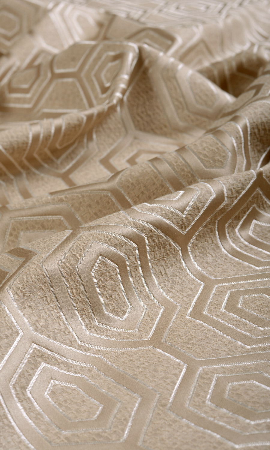 Jacquard Honeycomb Patterned Fabric By the Yard for Curtains & Drapes (Beige)
