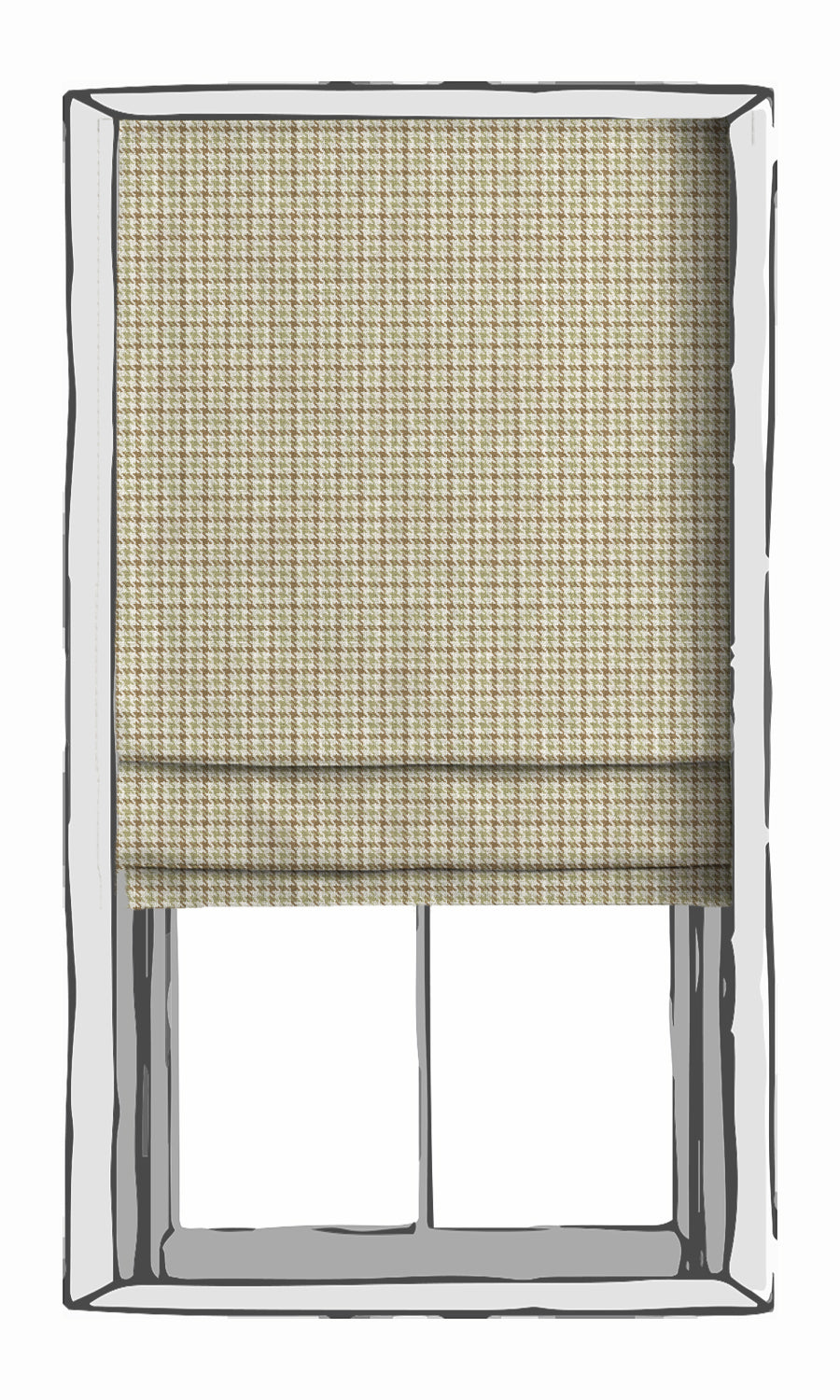Houndstooth Patterned Window Treatments Fabric Sample (Brown & Green)