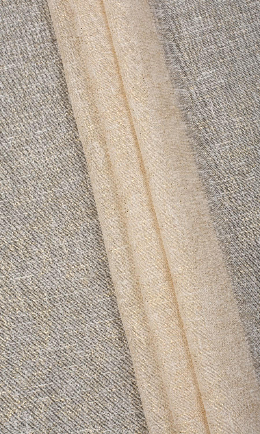 Metallic Accents Sheer Fabric Material By the Yard (Beige)